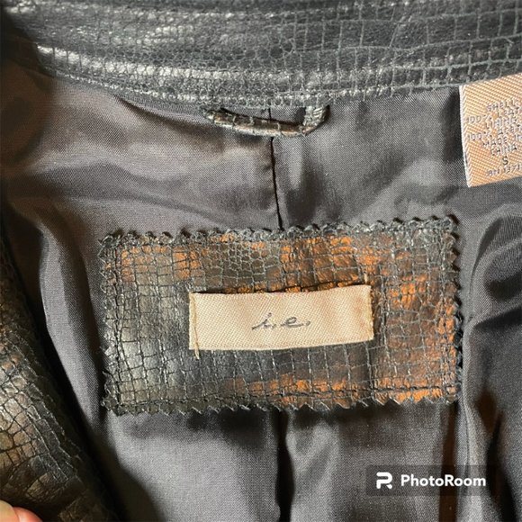 I.E. Black Leather Moto Jacket sz. small - Picture 3 of 4